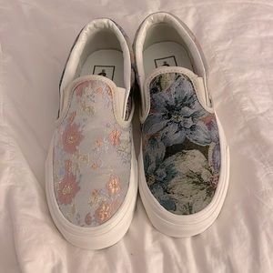 Tapestry floral slip on vans